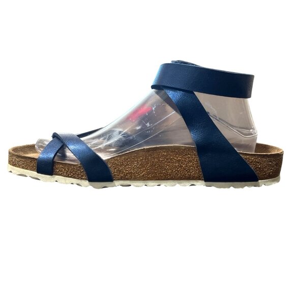 Birkenstock Yara Sandals Metallic Blue Ankle Strap Toe Loop Size EU 40 / US 9 - Picture 3 of 9